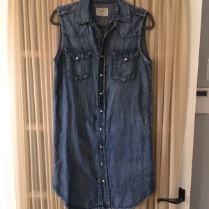 Polo by Ralph Lauren Sleeveless Denim Shirt Dress - Blue